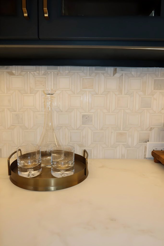 close up of mosaic patterned tile