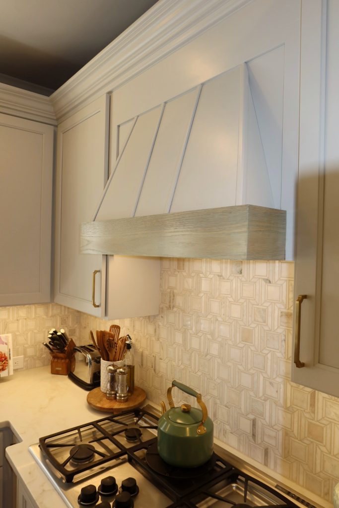 modern white and white oak hood