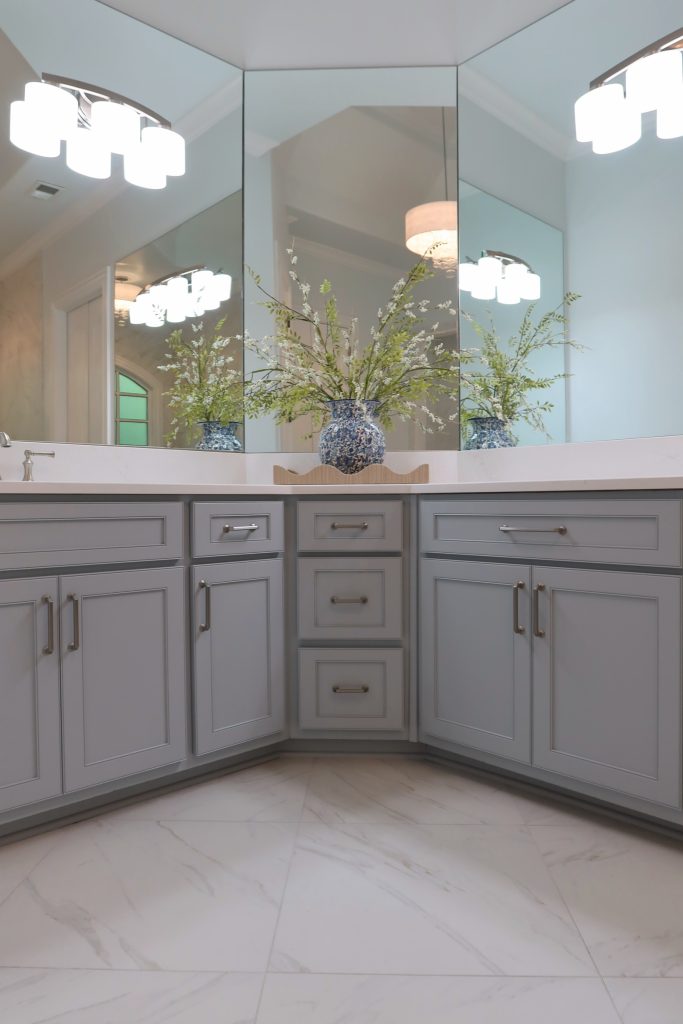 Blue Cabinetry in a primary bath